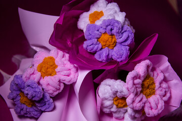 Flower,Bouquet,Gift,Homemade,Beauty,Amigurumi,Cute,Decoration,Softness,No People,Design,Toy,Knitting,Bright,Craft,Thread - Sewing Item,Summer,Romance,Humour,Childhood,Creative,Souvenir,Tulip,Needlecra
