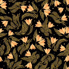 Art Nouveau floral pattern. Print with vintage decorative elements. Vector.