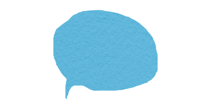 Speech bubble from light blue paper transparent background