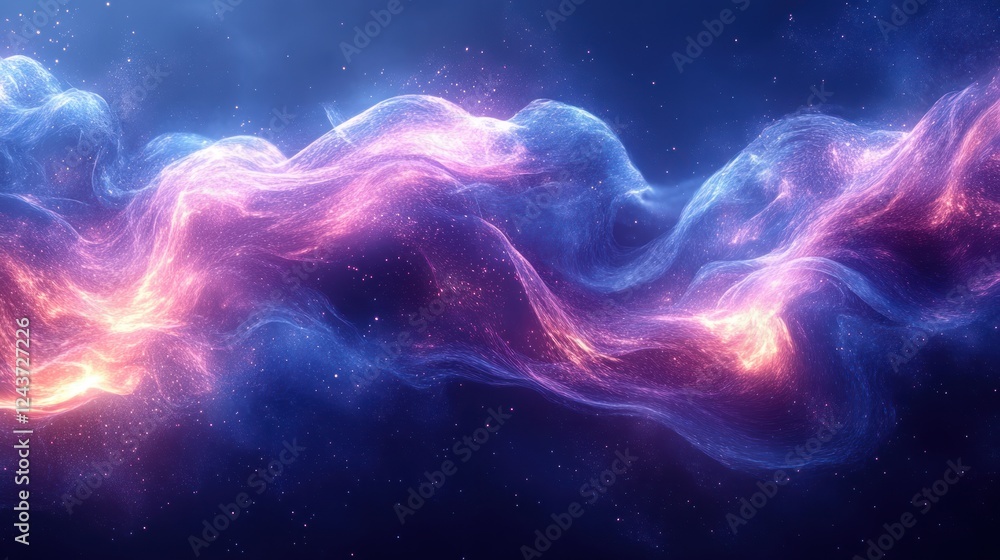 Poster dynamic blue wave light abstract geometric shapes connection network art