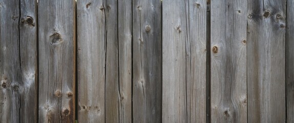 Fototapeta premium Weathered wooden fence texture with natural grain and knots ideal for rustic design backgrounds or outdoor project inspiration.