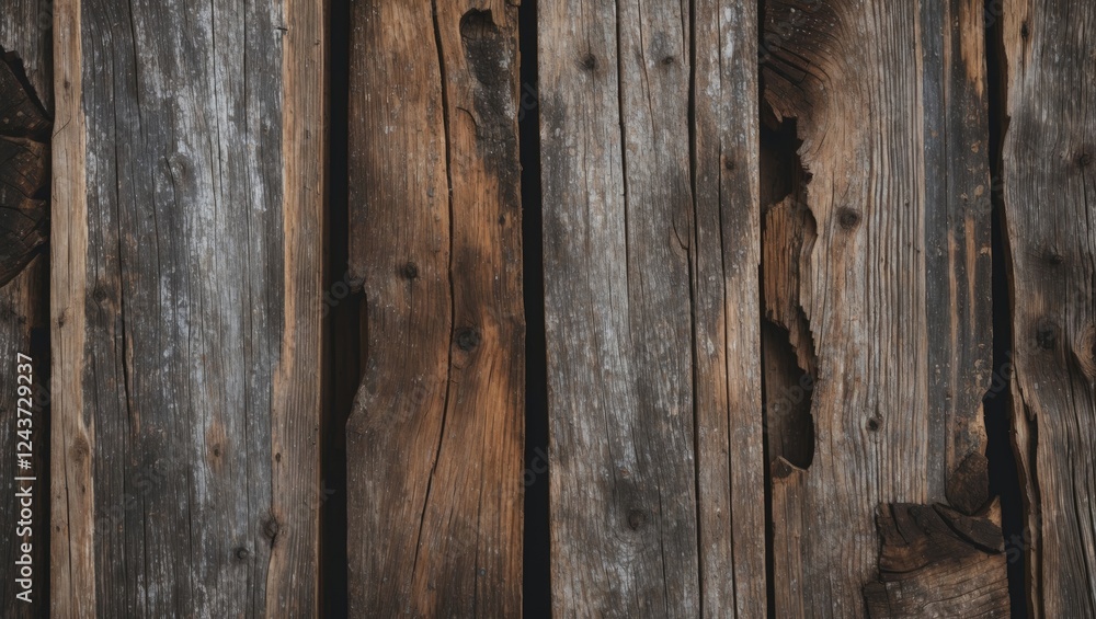 Poster close-up view of weathered and aged wooden planks showcasing unique textures and patterns perfect fo