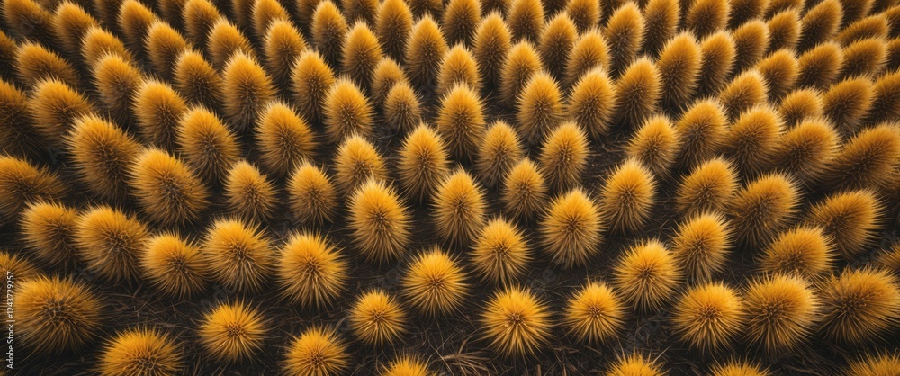 Poster vibrant autumn background with golden spiked grass creating a text-friendly empty space for creative