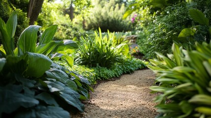 Fototapeta premium Lush Garden Pathway, Nature's Artistic Masterpiece