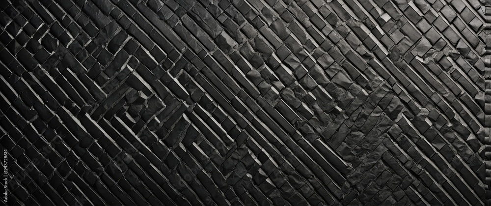 Poster textured patterned background with layered black tiles creating an elegant and modern design suitabl