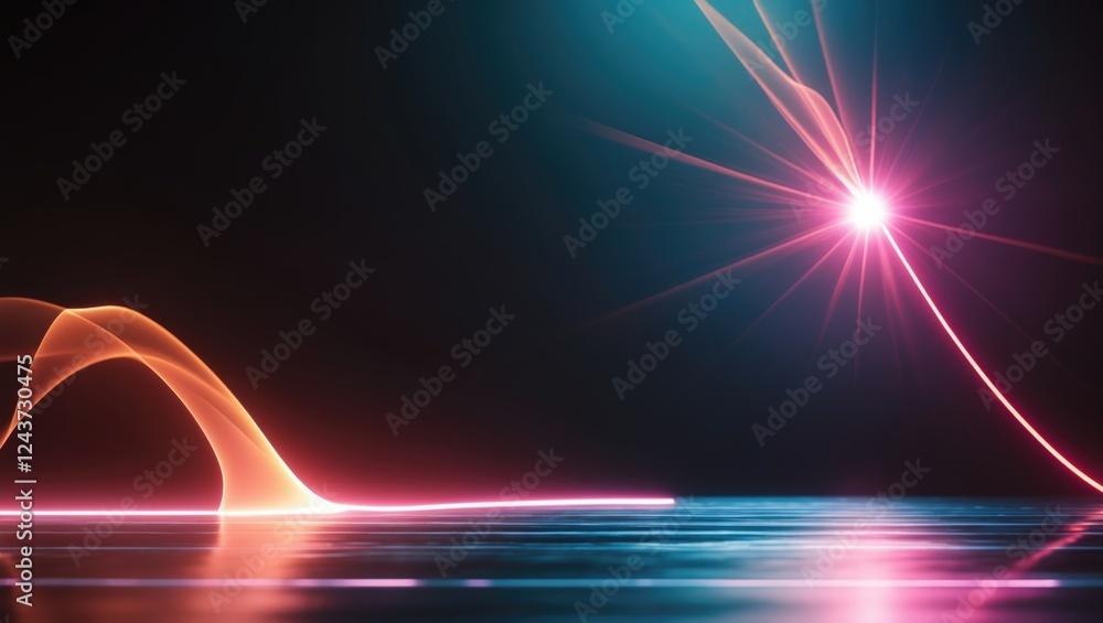 Poster vibrant abstract light flares on a dark background ideal for graphic design and creative composition