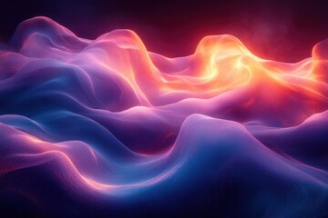 Fototapeta premium Vibrant Abstract Art with Flowing Wave Patterns in Teal and Purple on Dark Background