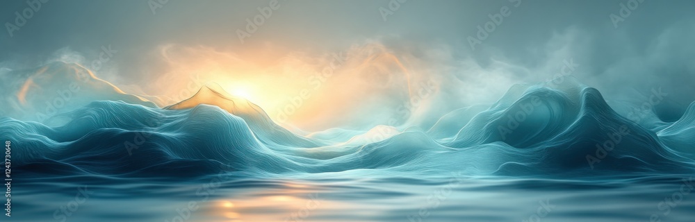 Poster minimalist abstract smooth teal gradient background banner for calmness and tranquility