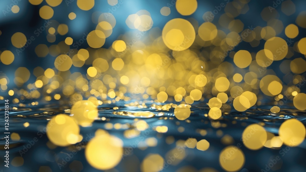 Poster golden bokeh lights shimmering on a dark background creating a dreamy and abstract atmosphere for se