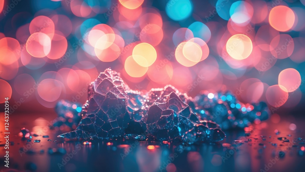Poster colorful bokeh light with abstract glass texture creating a dreamy background suitable for artistic 