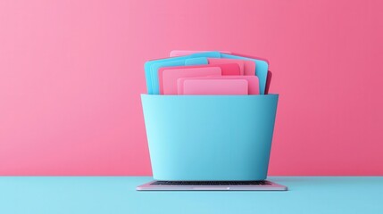 Flatdesign data privacy concept with a shield covering personal files