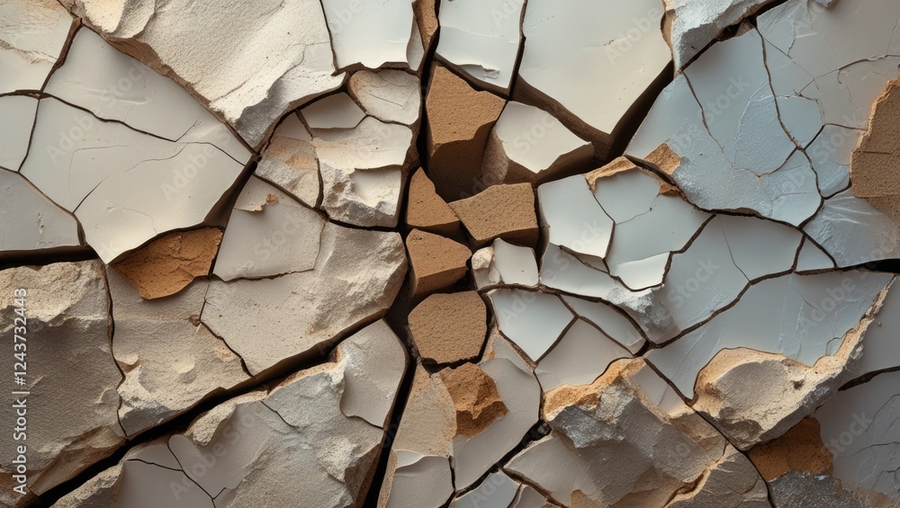 Poster cracked textured wall surface with abstract patterns for use in backgrounds and design projects