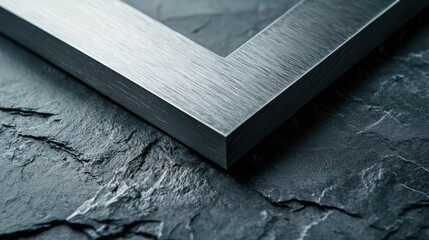 Sleek Metallic Picture Frame on Textured Slate Surface Background