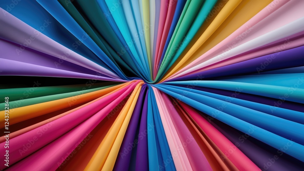 Poster vibrant abstract background featuring colorful draped fabric layers creating a dynamic swirling effe