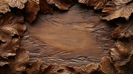 Elegant Wooden Frame with Intricate Leaf Patterns Design