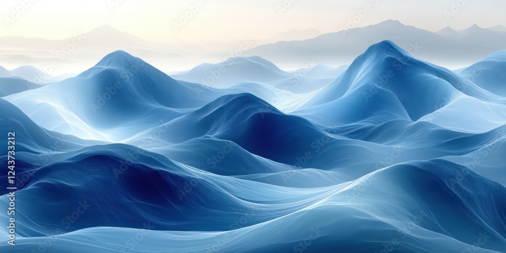 Poster abstract blue watercolor background with fluid curves and text space in gradient design