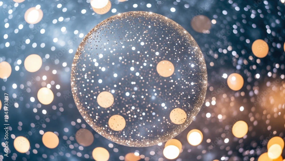Poster shimmering abstract bokeh background with circular lights and defocused particles creating a serene 