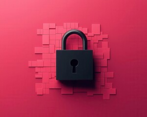 Minimalist ransomware attack concept with a locked file icon