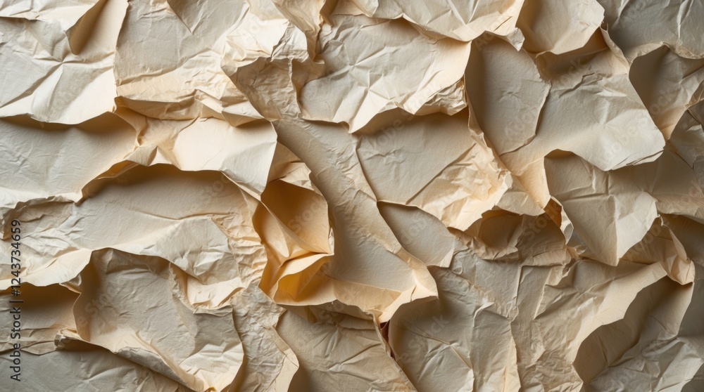 Poster textured abstract paper surface closeup showcasing a seamless pattern of crumpled and embossed layer