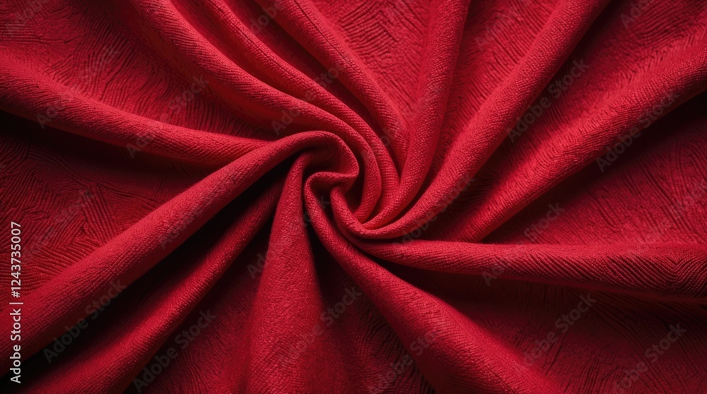 Poster abstract close-up of luxurious red textile fabric showcasing a rich texture and intricate patterns f