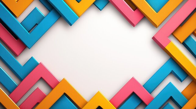 Colorful Geometric Frames on White Background for Creative Design