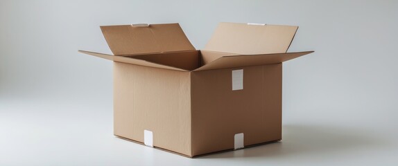 Brown cardboard box with open flaps displayed on a clean white background suitable for packaging and shipping concepts.