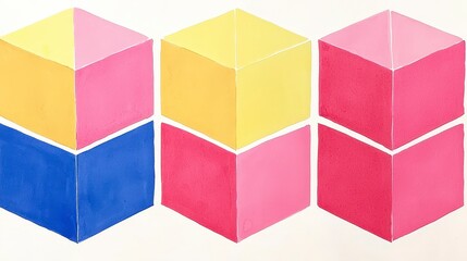 Obraz premium Colorful Geometric Cubes in Bright Tones for Modern Art Decor