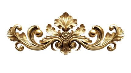 Luxurious gold ornamental design classic style interior isolated on transparent background