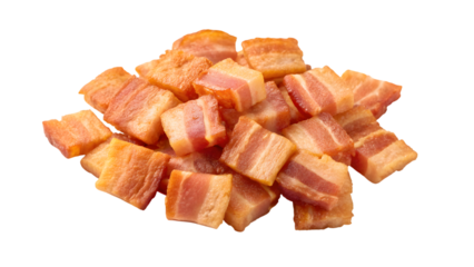 diced grilled bacon isolated on white