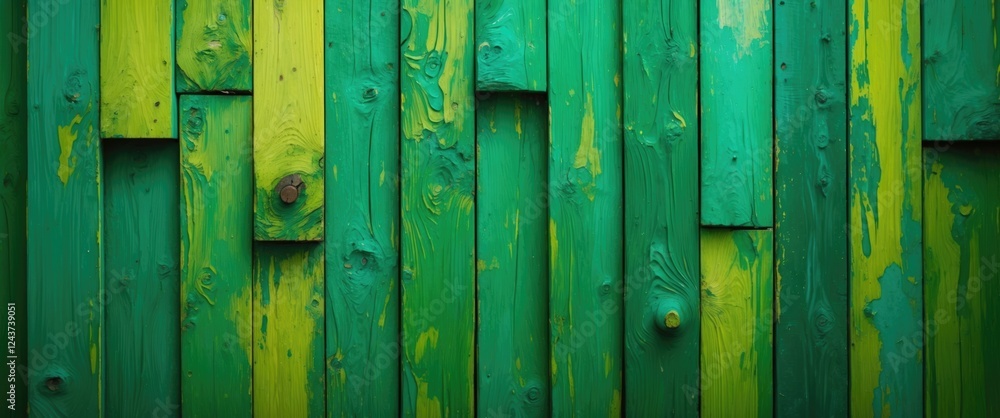 Poster vibrant abstract green textured wood background showcasing a mix of shades and weathered patterns fo