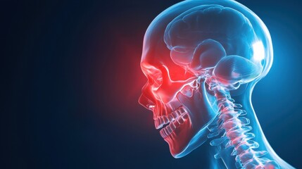 High-definition X-ray of the skull highlighting TMJ joint movement