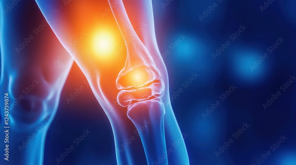 Poster high-resolution x-ray of a knee joint showing patella misalignment
