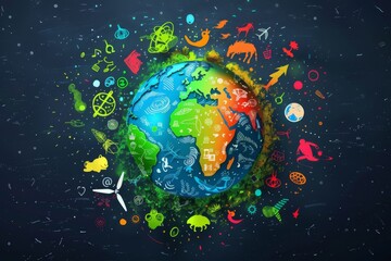 Ecological Symbols Surrounding Earth