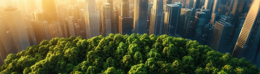 Visualize the solar economy transformation, showcasing futuristic financial hubs powered by renewable energy investments, and thriving green stock markets Observe a harmonious blend of nature and