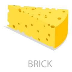 3D Isometric Flat Vector Set of Different Cheese Types, Brie, Mozzarella, Parmesan, Camembert etc.. Item 2