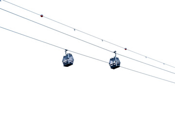 Cable car suspended in the air. Cable car isolated on transparent background png format.