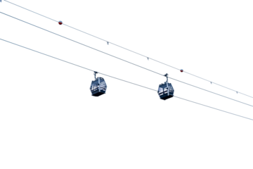 Cable car suspended in the air. Cable car isolated on transparent background png format.