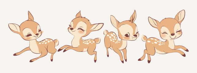 Watercolor Safari Animal Illustrations baby deer. Cute Safari Wildlife Watercolor Paintings Collection