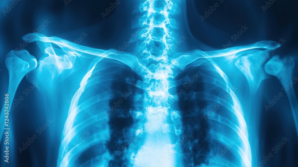 Poster x-ray of a clavicle fracture with visible bone displacement