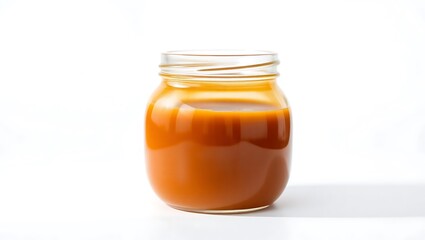 Rich caramel sauce in a clear jar ready for desserts and baking