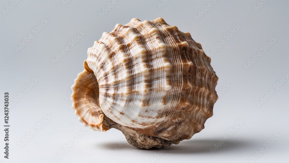 Poster ancient fossil seashell isolated on white background showcasing natural texture with ample space for