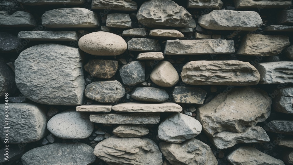 Poster textured stone wall composition in natural shades creating an abstract background for design and art