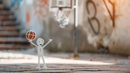 "Sporty cutout figure with a basketball and hoop" stock photo --ar 16:9 --style raw --v 6 Job ID: 50e2caf9-a673-4359-9caf-4d93275eb811