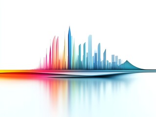 Fototapeta premium a futuristic beach cityscape, advanced architecture along the shore, neon reflections, scifi inspired, isolated on white background