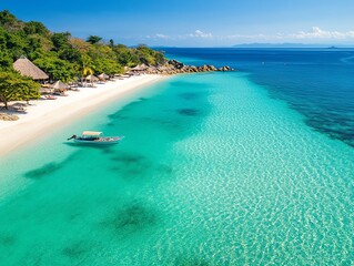 a coral reef beach, shallow clear waters, vibrant marine life, ecofriendly paradise, stunning nature photography, isolated on white background