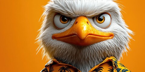 Fototapeta premium Angry Bird: Tropical Style 3D Render
