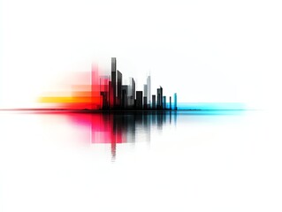 Obraz premium a futuristic beach cityscape, advanced architecture along the shore, neon reflections, scifi inspired, isolated on white background
