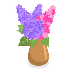 3D Isometric Flat Vector Set of Flower Bouquets , Florist Composition. Item 6