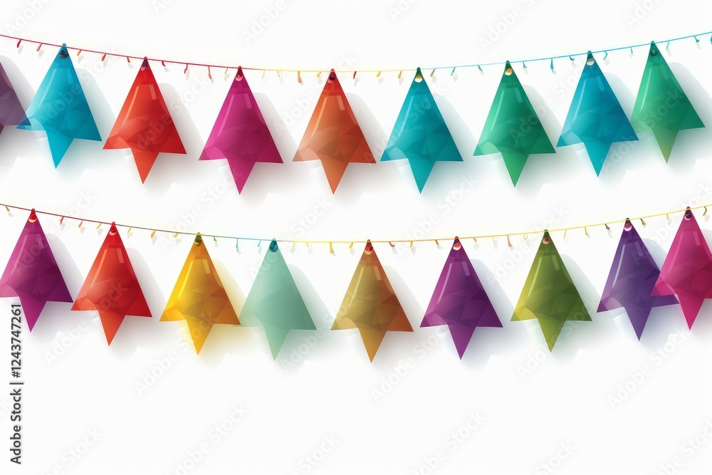 Aufkleber vibrant triangular bunting with colorful geometric designs hanging in rows