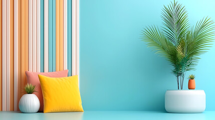 Vibrant interior design inspiration modern living room colorful decor tropical elements cozy atmosphere contemporary style